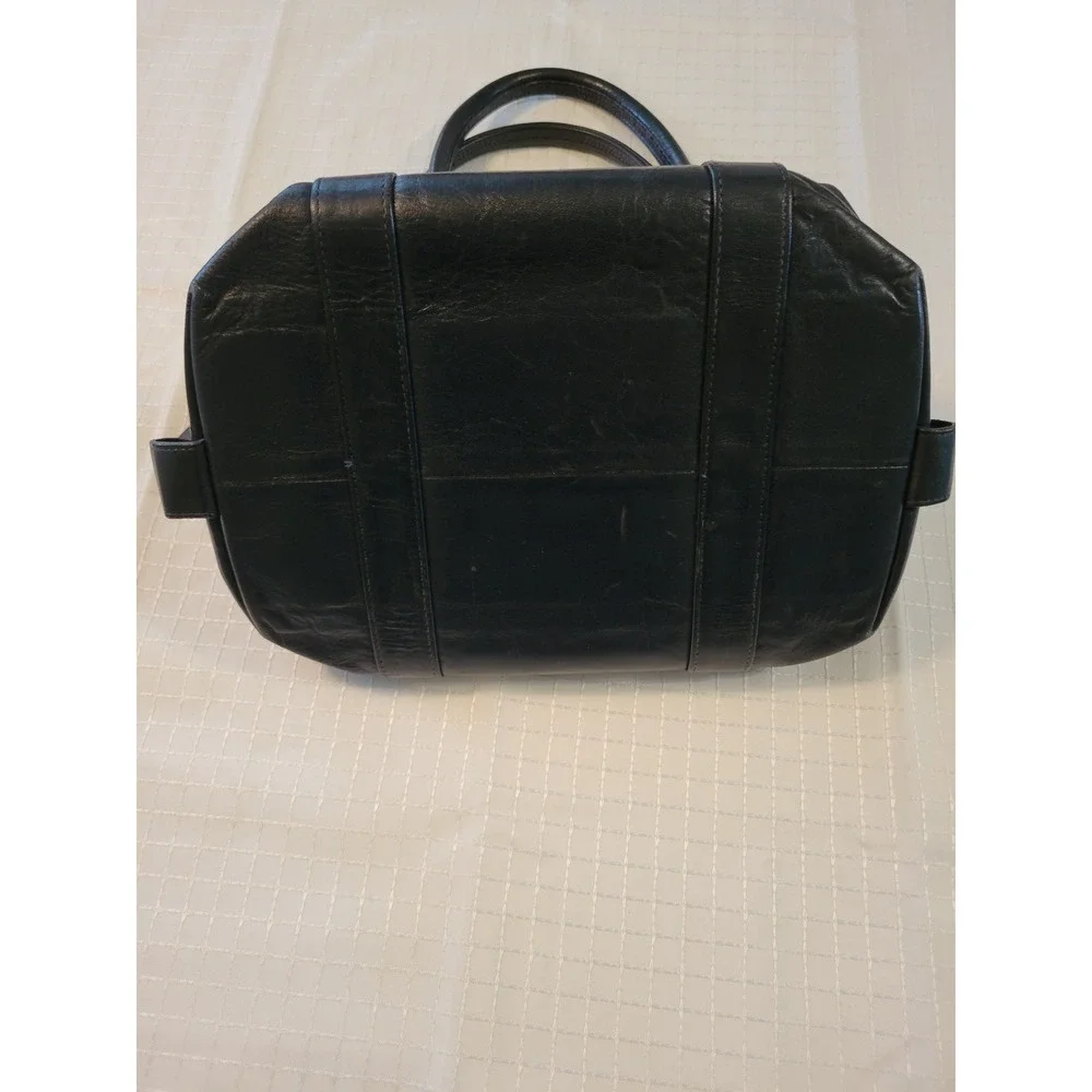 Vintage Coach Black Leather Satchel Handbag Doctor Bag Brass Hardware